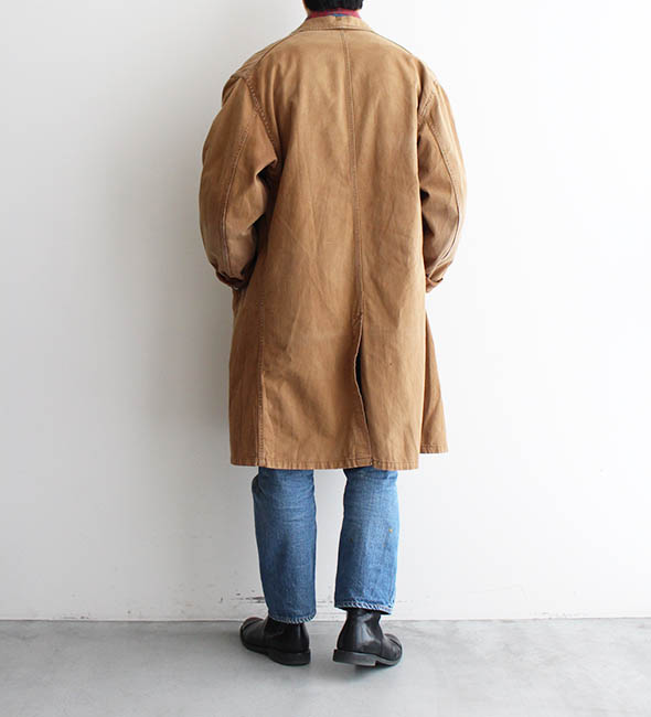 Deadstock】50s French Vintage Atelier Coat “Black Chambray & Brown