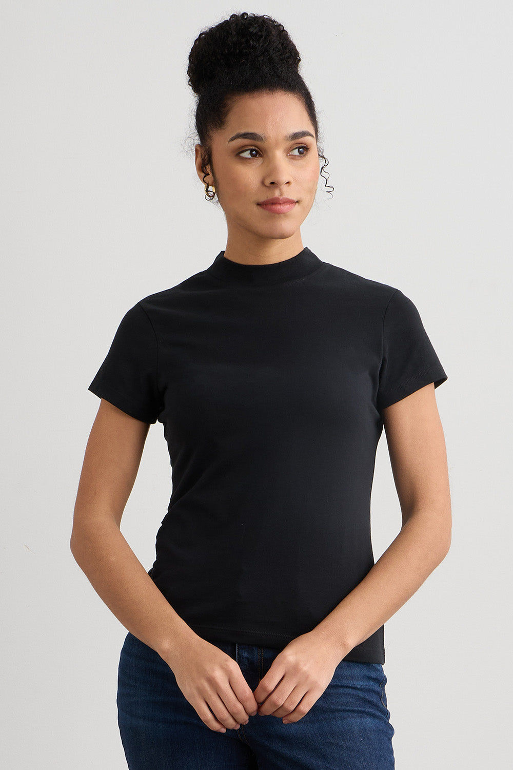 Women's Short Sleeve Mock Neck Top | Fair Indigo