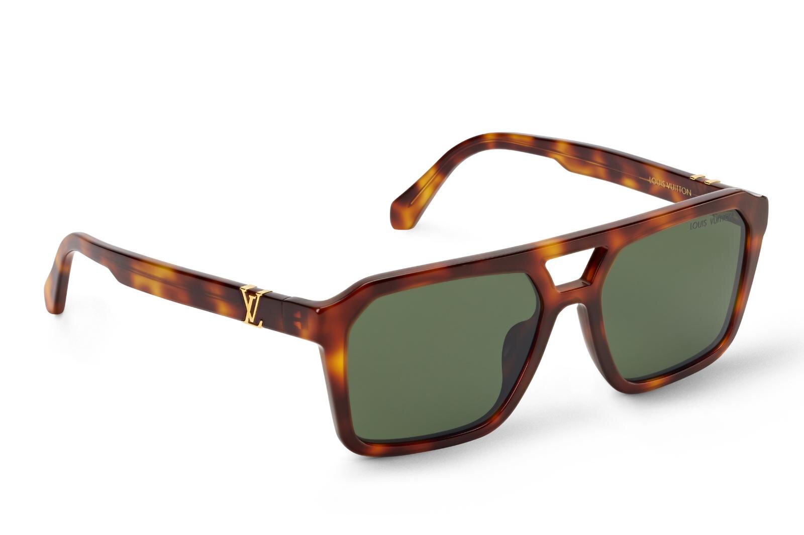 ルイ・ヴィトンのカラーサングラス、「LV」メタル輝くスクエア型