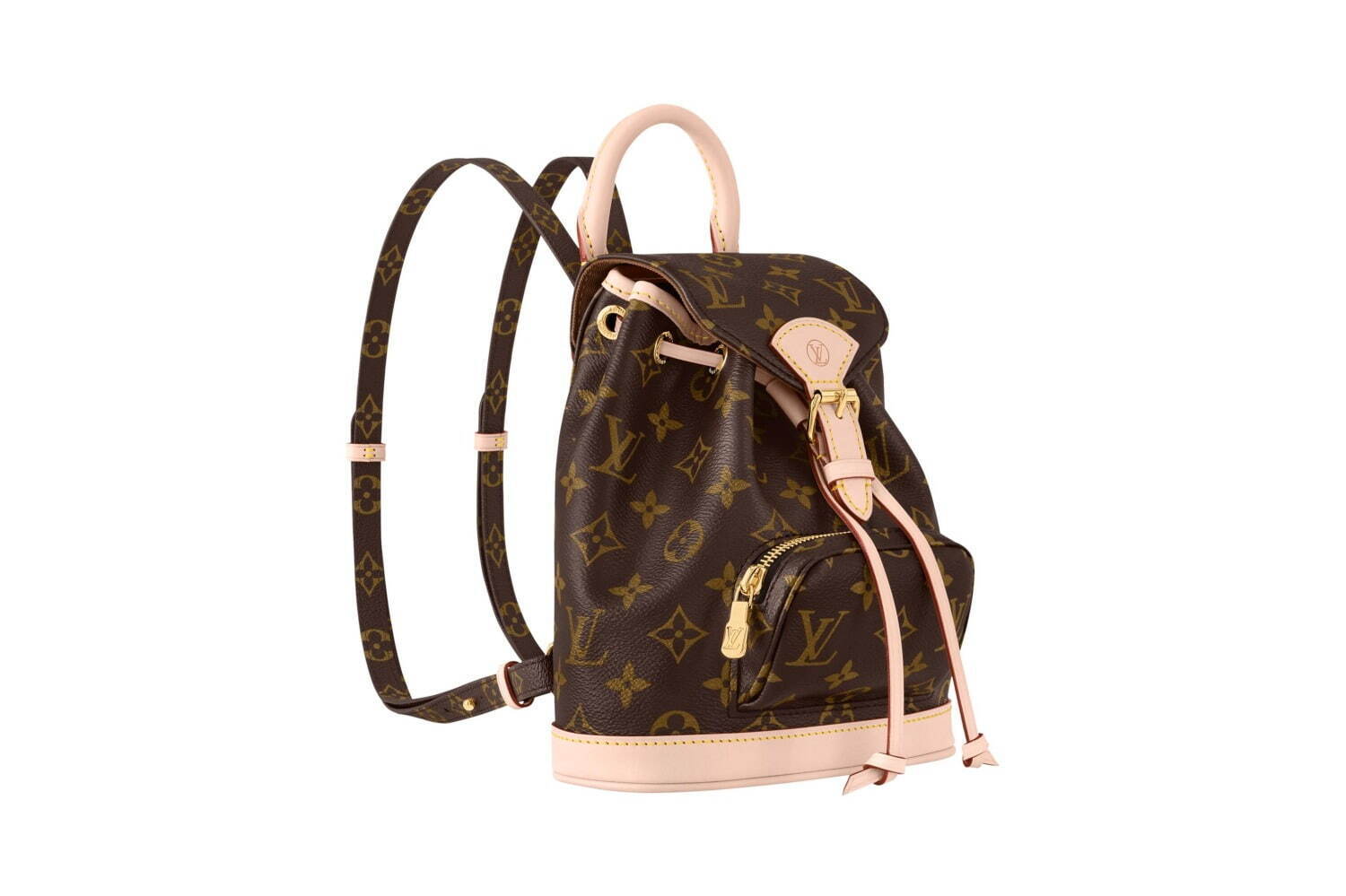 ルイ・ヴィトンのバックパック「モンスリ」淡いピンクのレザー