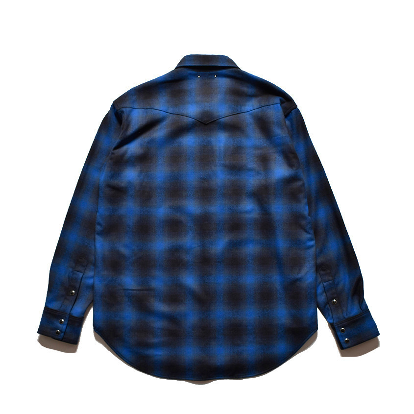 マインデニム×ペンドルトンのウールフランネルシャツ、短丈オープン