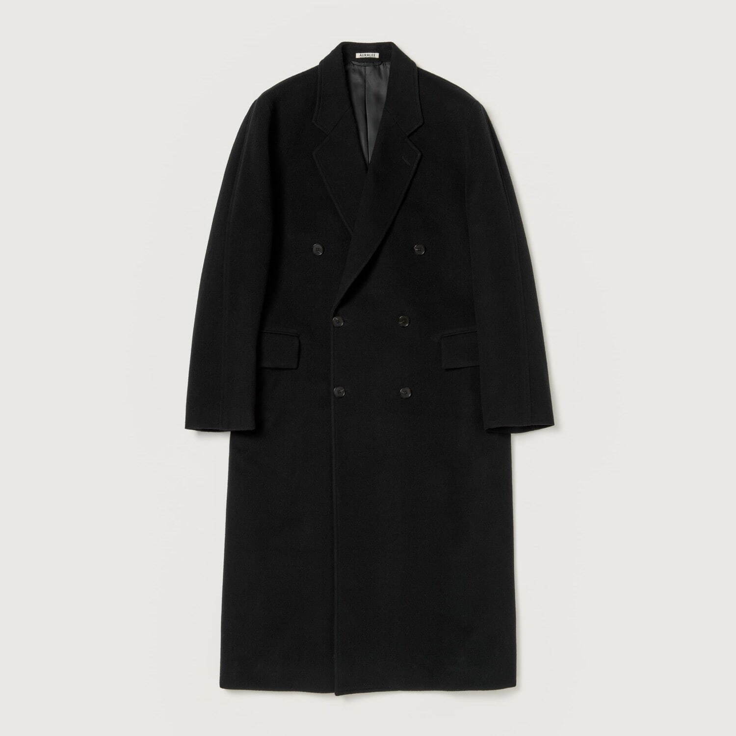 オーラリーの24年秋冬メンズアウター、ダブル仕立てのチェスターコート