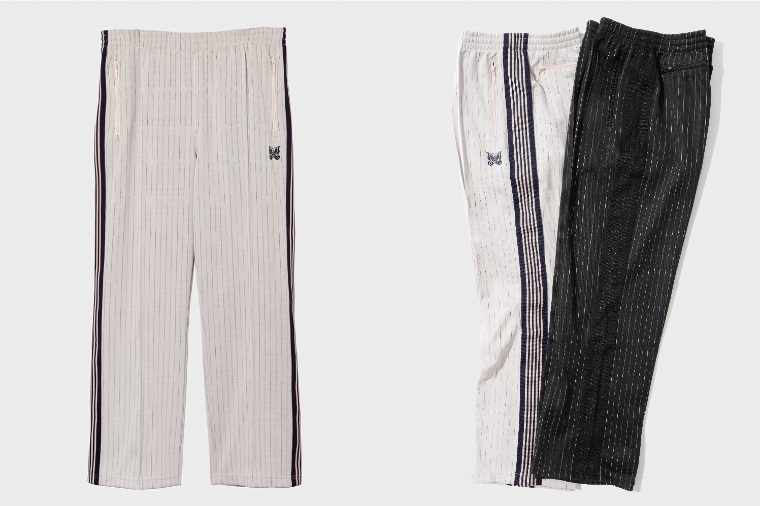 ニードルズ“蝶の刺繍入り”トラックパンツがストライプ柄に