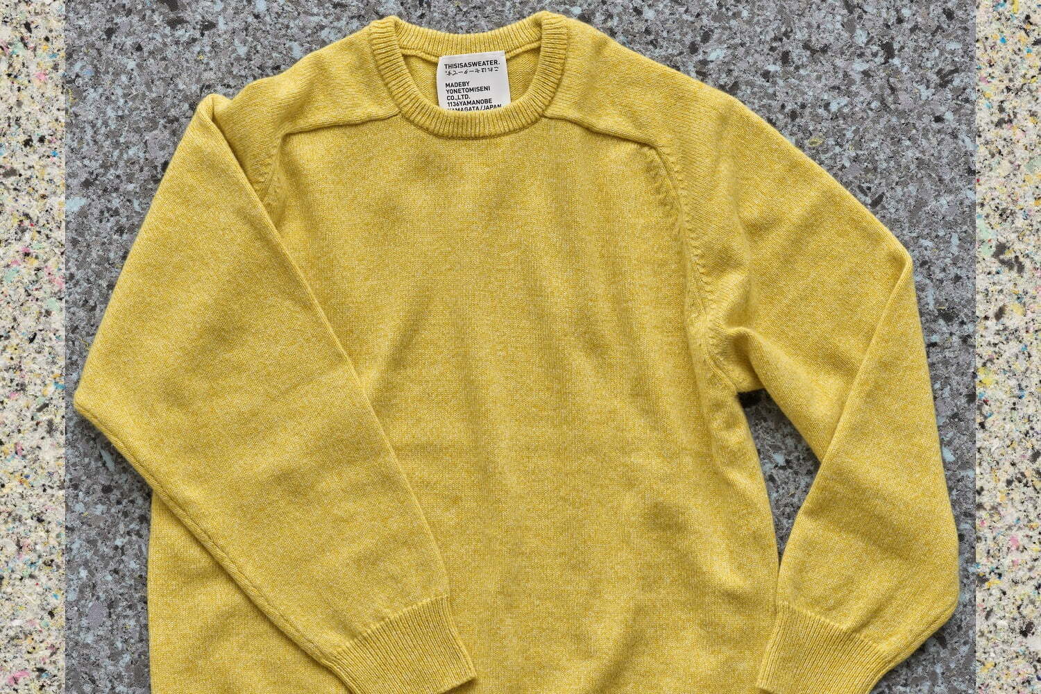 米富繊維「ディスイズアセーター」カシミヤ100％ニット、杢イエローや