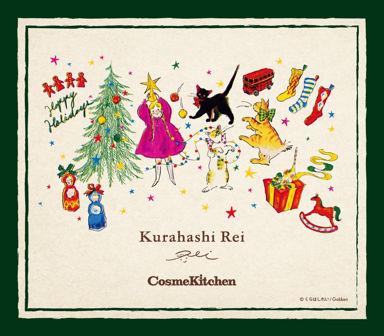 フェイラー×くらはしれい‟冬支度の黒猫たち”のハンカチ、コスメ