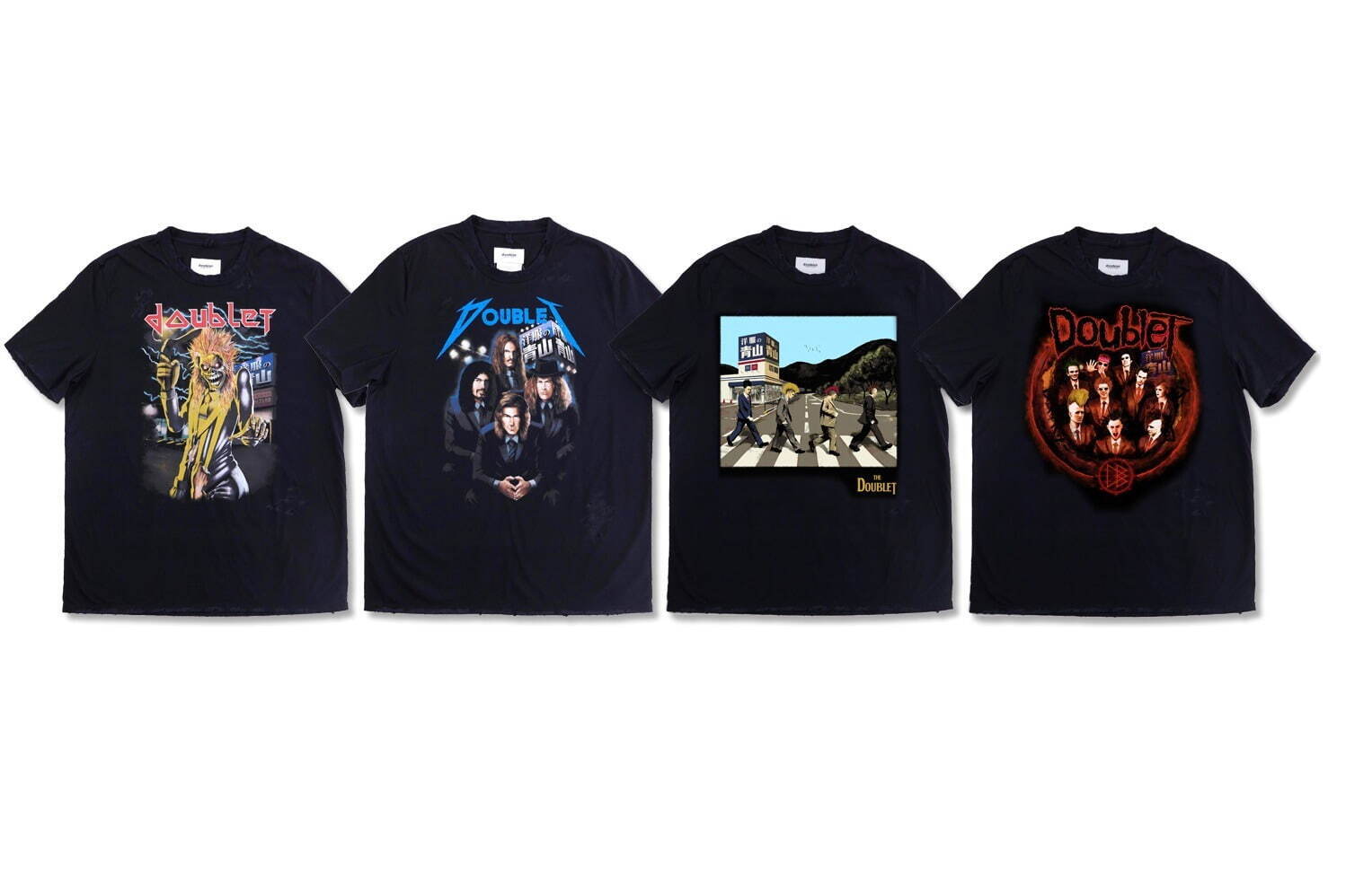 ダブレット×洋服の青山のコラボTシャツ、「洋服の青山」店舗がそびえる