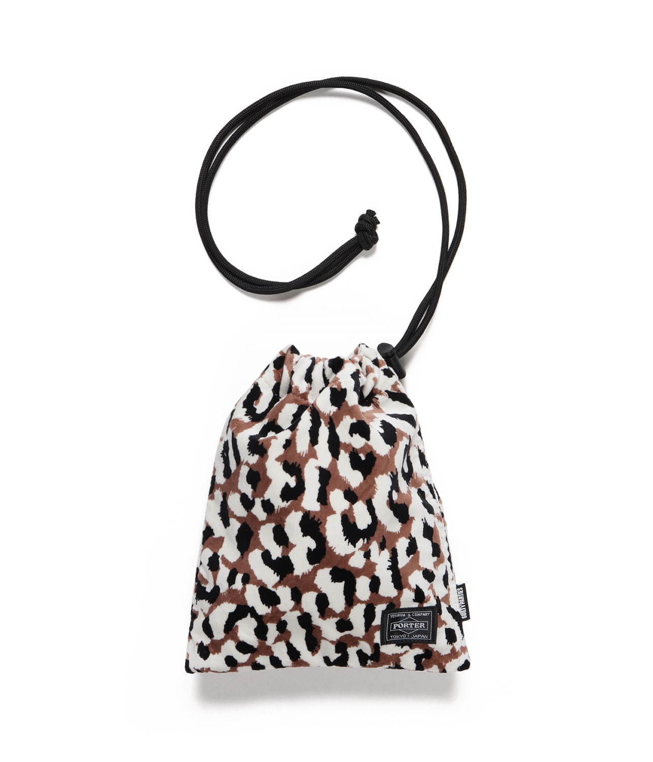 ワコマリア×ポーターの新作ショルダーポーチ、ベロア生地に“レオパード