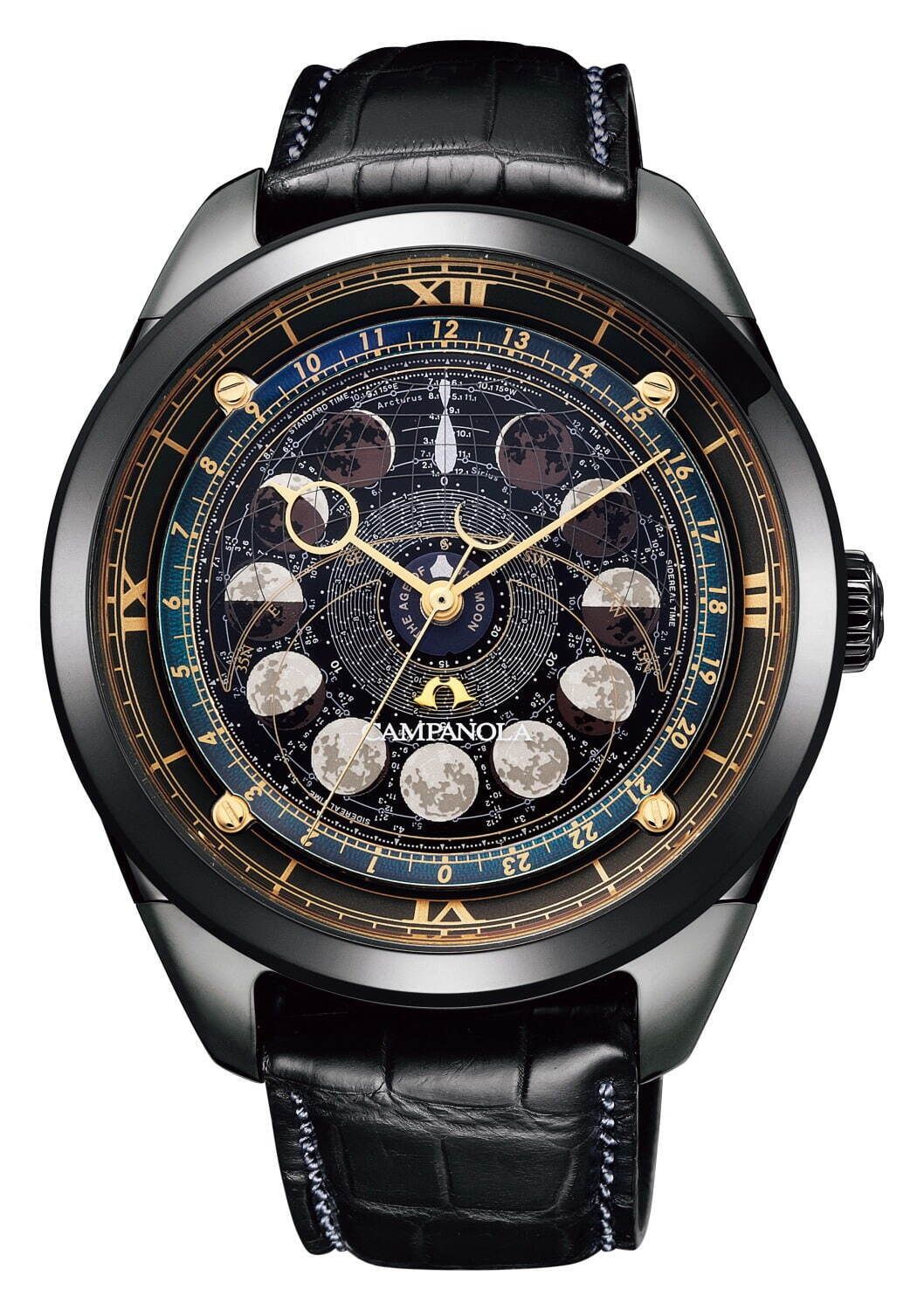 カンパノラ「コスモサイン」月の満ち欠けを示す限定腕時計、中世