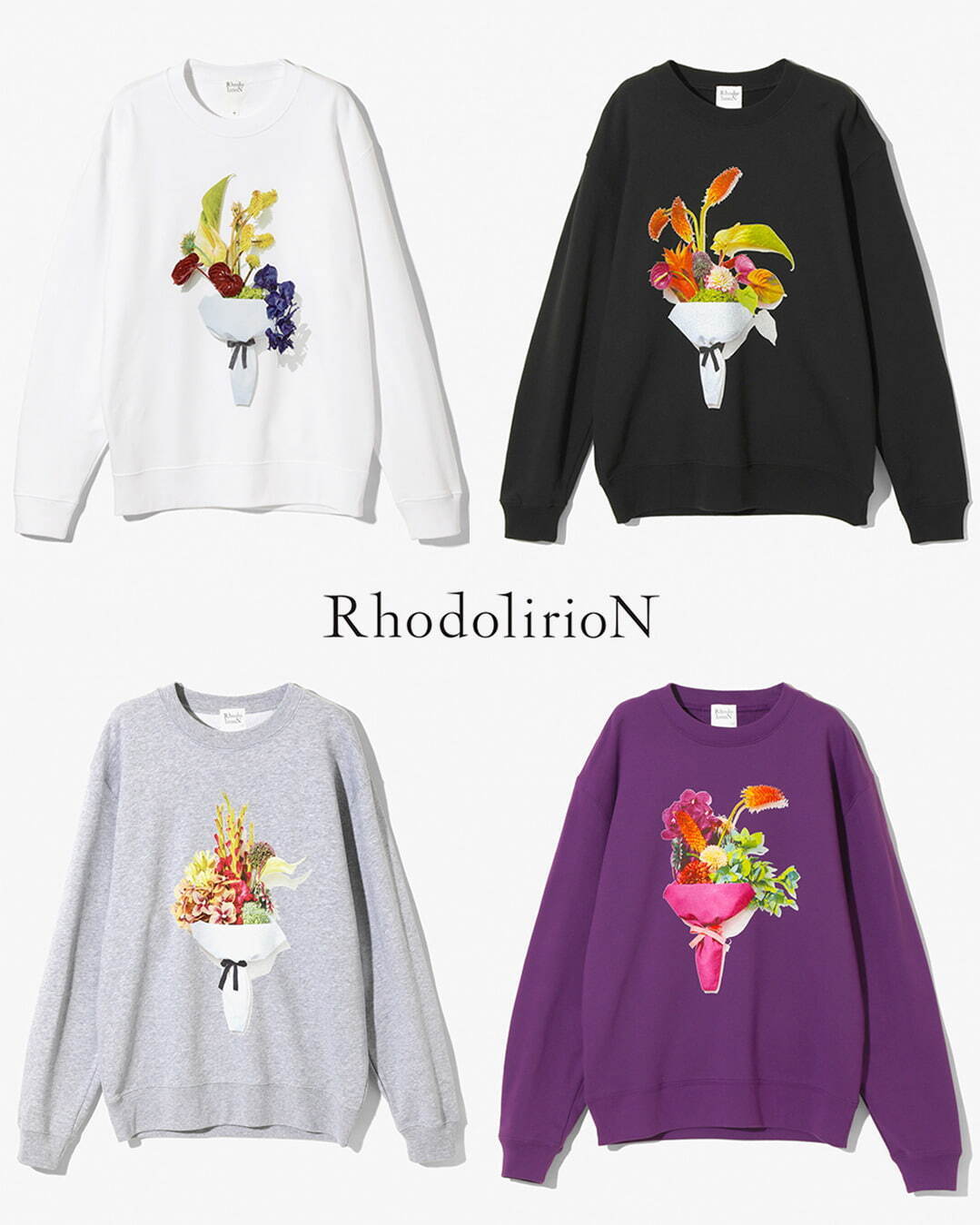ロドリリオン“花束”プリントのスウェット＆ロングT、フラワー