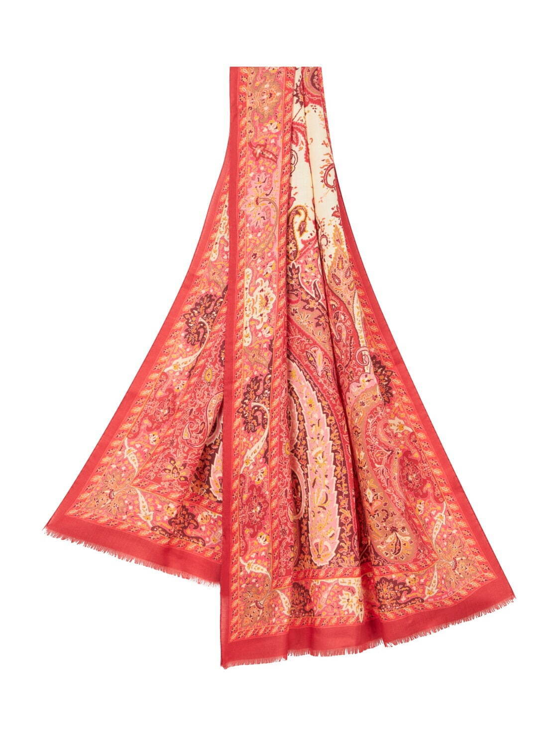 エトロの2024年クリスマスショール“ペイズリー柄×フリンジ”、ウール