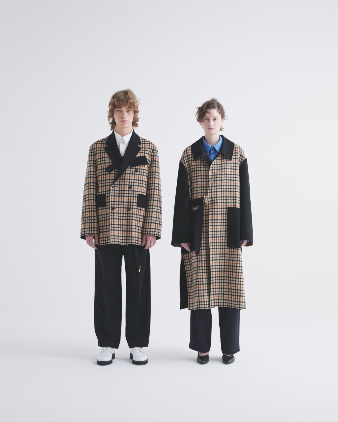 ダックス×クルニ“ハウスチェック柄”ロングコートやアシンメトリー