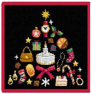 フェイラー“ケーキ＆ジュエリー”のクリスマスツリー柄ハンカチ、銀座