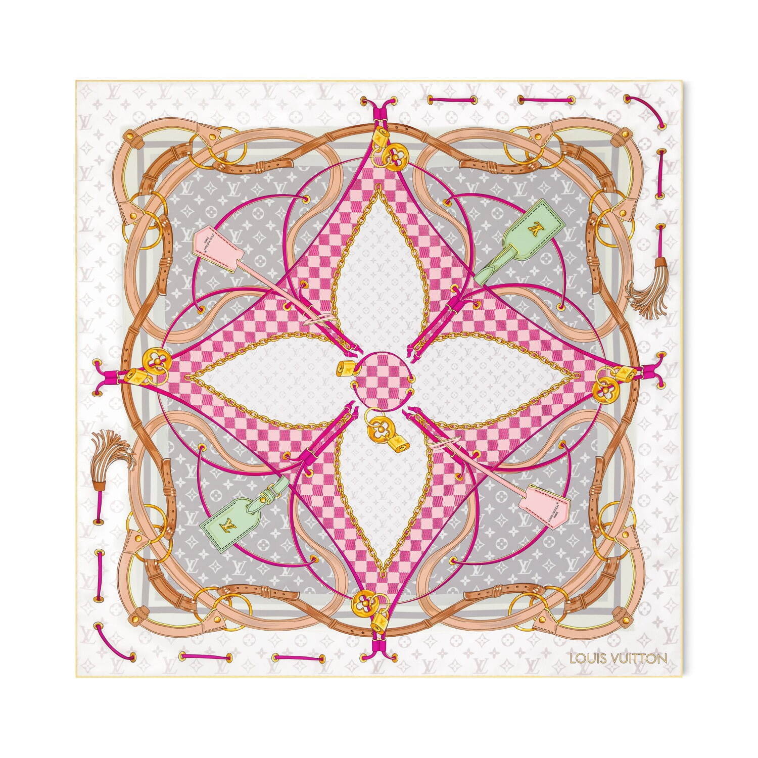 ルイ・ヴィトン“植物園＆本棚”モチーフのシルクスカーフ、ヘア