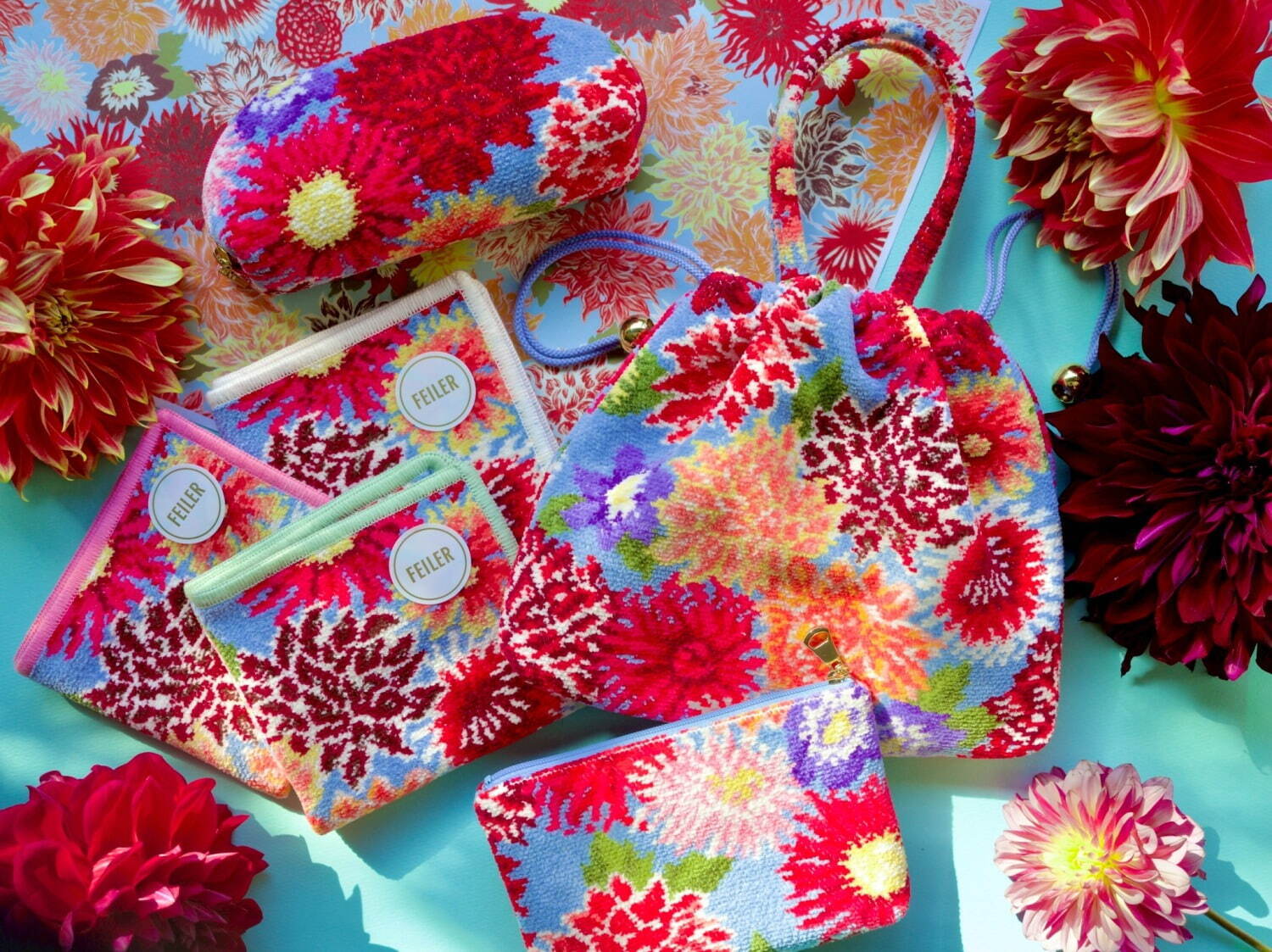 フェイラー×ケイタマルヤマ“ダリアの花”シュニール織ハンカチやミニ