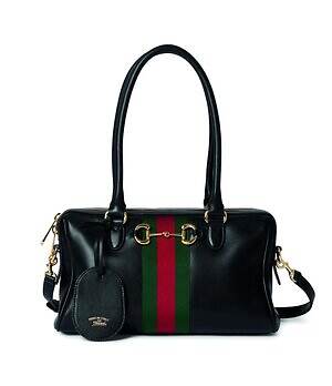 グッチ”ホースビット”付きハンドバッグ、ブラウンスエードやGGパターン