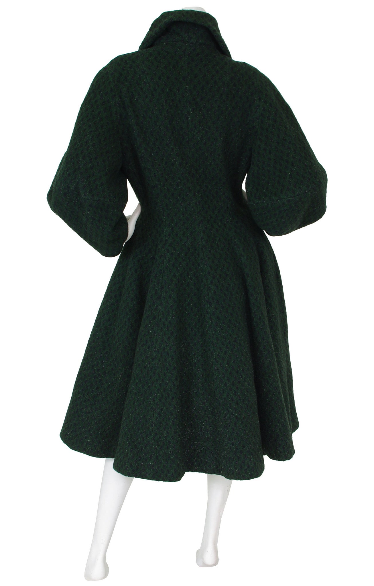 Lilli Ann Vintage Early 1950's Dark Green Balloon Sleeve Coat