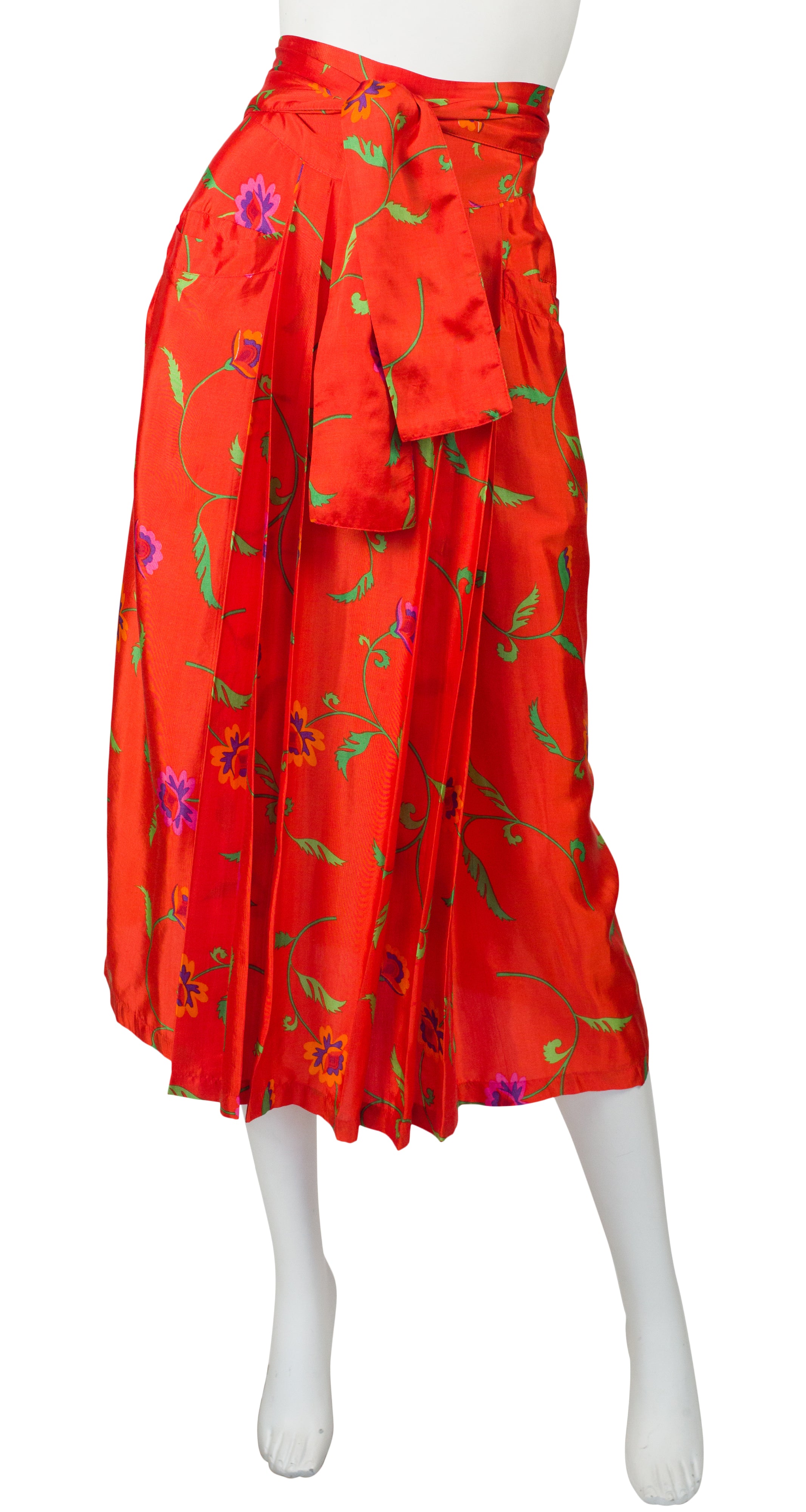 Kenzo Jungle Jap 1970s Vintage Floral Rayon Wrap Skirt