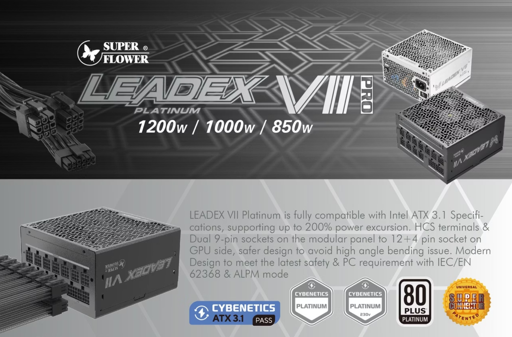 Super Flower Leadex VII XP 1200 Watt 80 Plus Platinum ATX Fully