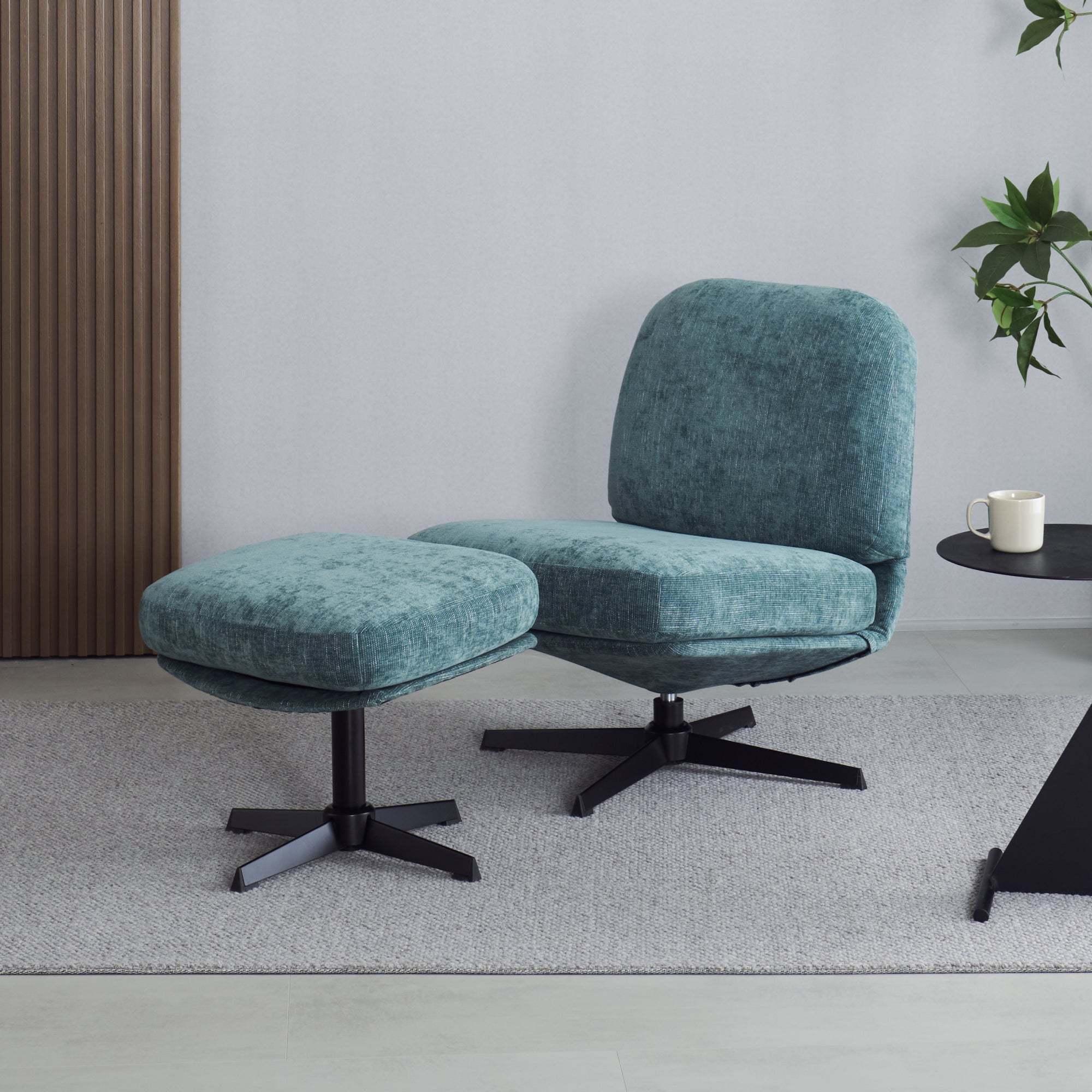 あす着] パーソナルチェア ラウンジチェア 一人掛け オットマン付き