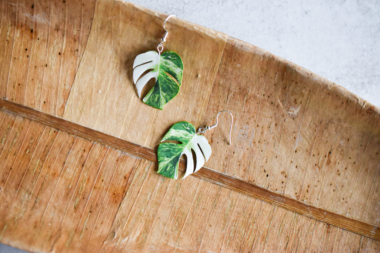 Monstera Albo Half Moon Plant Earrings | Leaf Earrings – For the