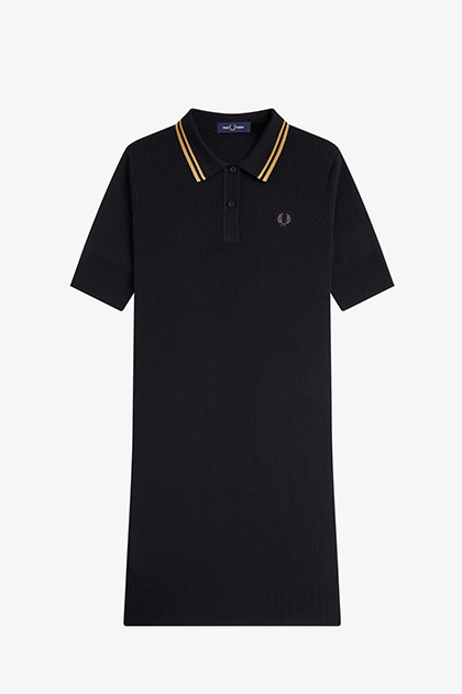 Ribbed Knitted Shirt Dress(8 102：BLACK): | FRED PERRY JAPAN