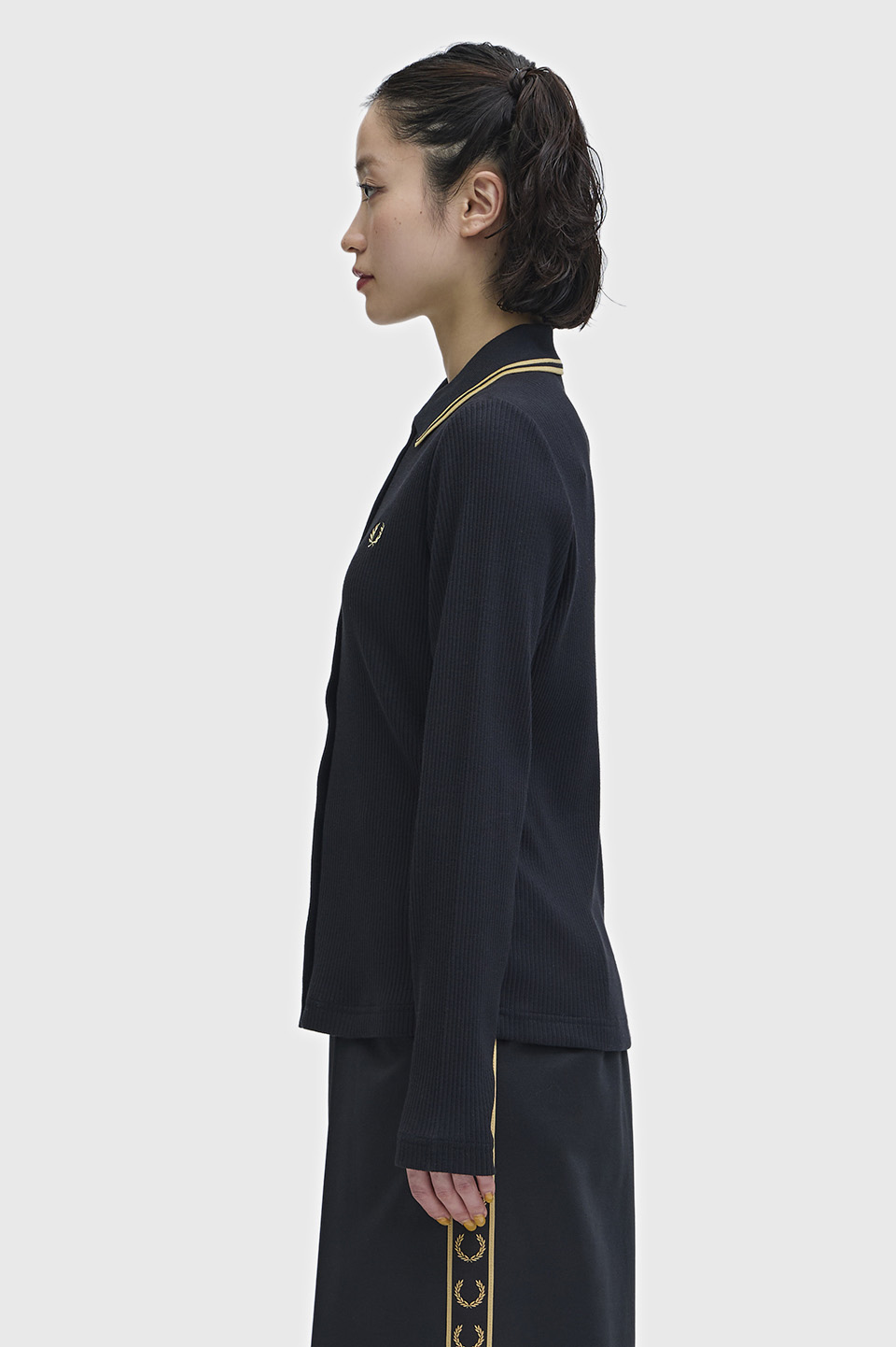 Button Through Rib Polo Shirt(8 102：BLACK): | FRED PERRY JAPAN