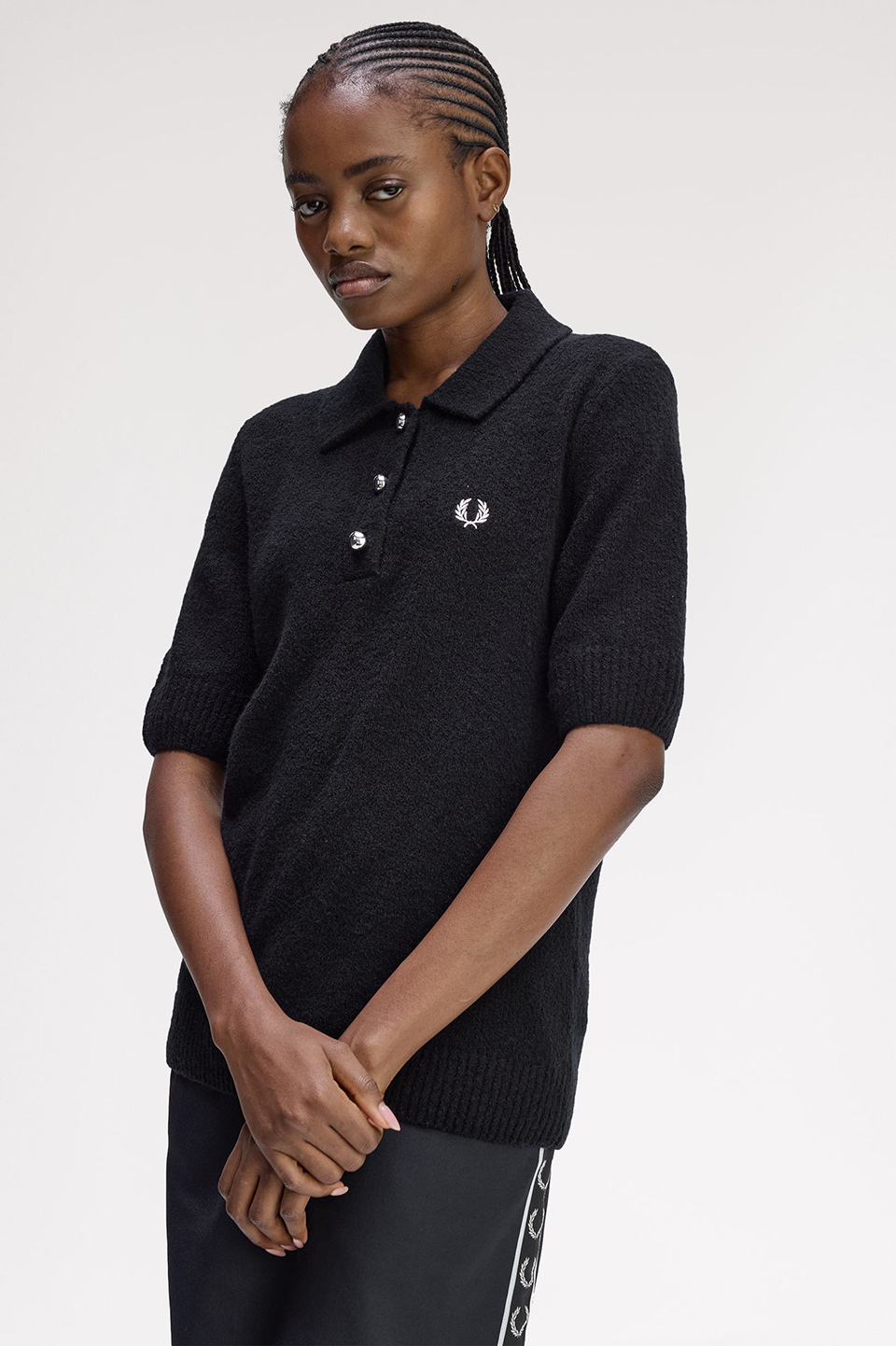 Textured Knitted Polo Shirt(8 102：BLACK): | FRED PERRY JAPAN