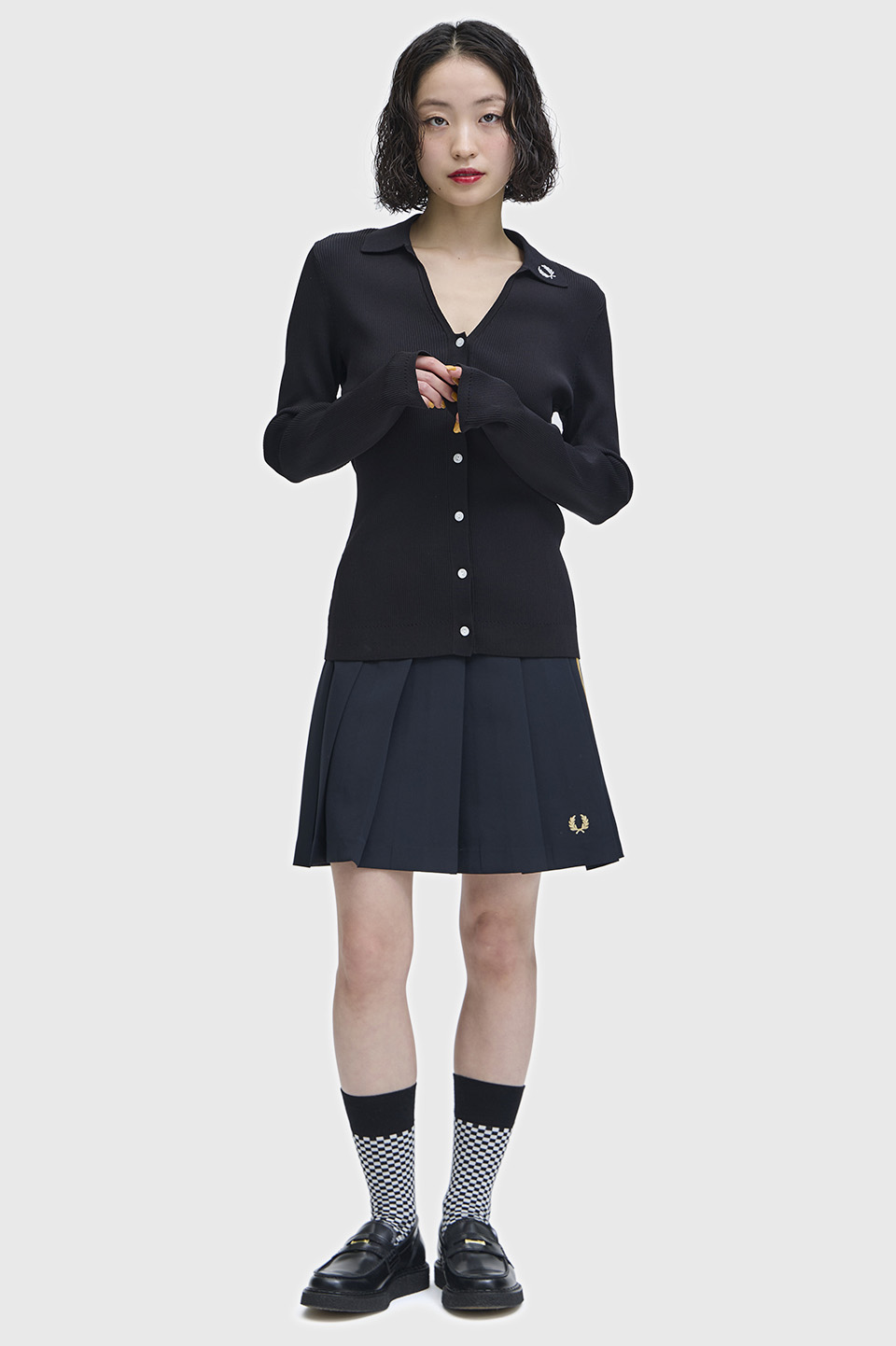 Ribbed Knitted Shirt(10 102：BLACK): | FRED PERRY JAPAN | フレッド