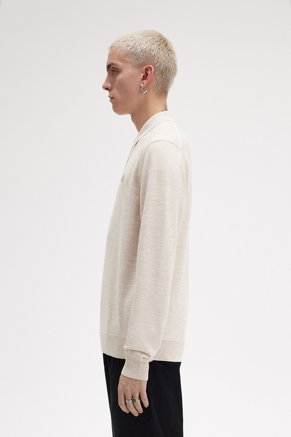 Classic Knitted Long Sleeve Shirt(S X23：PORRIDGE MARL): | FRED