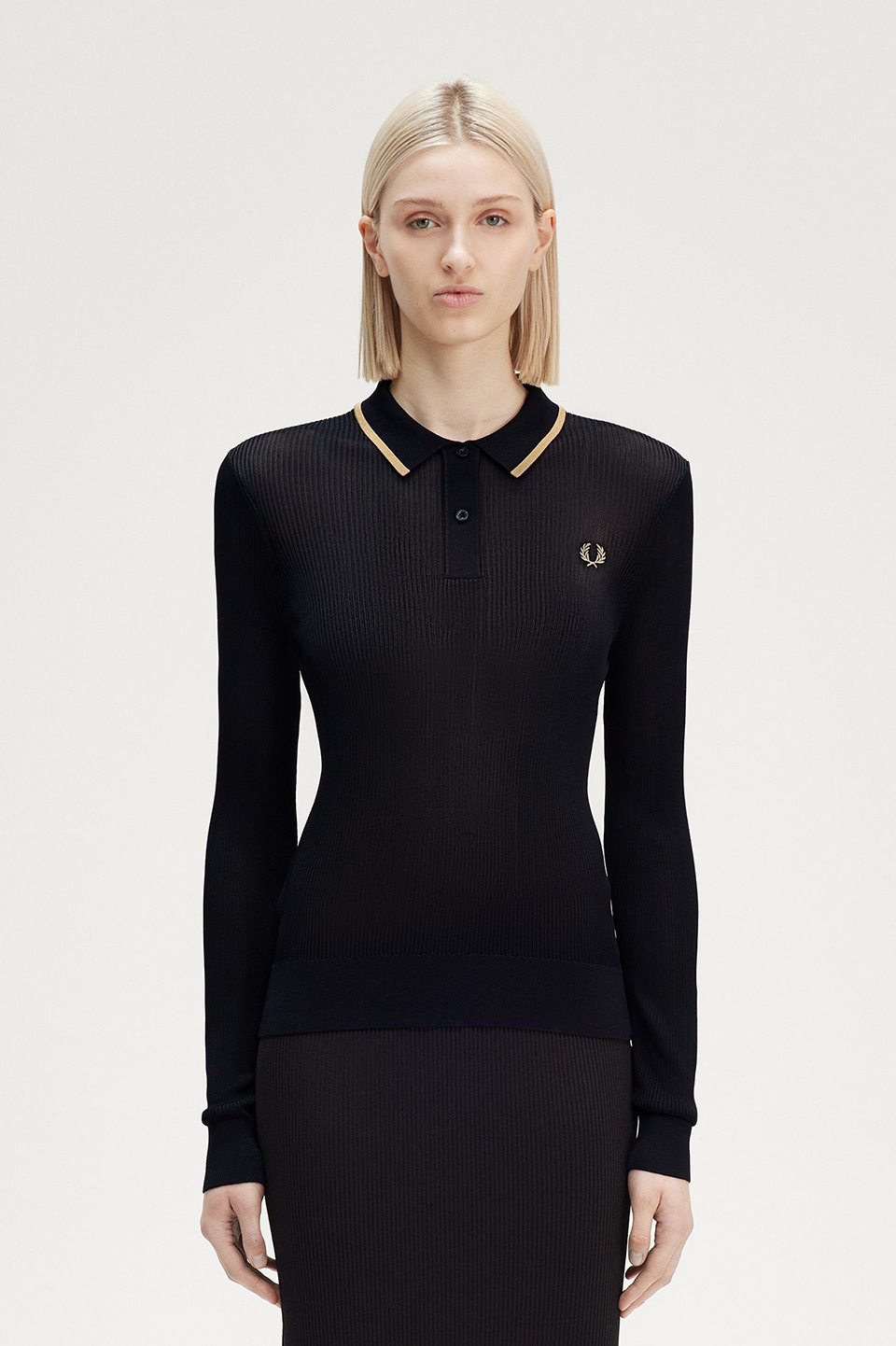 Ribbed Knitted Shirt(8 102：BLACK): | FRED PERRY JAPAN | フレッド