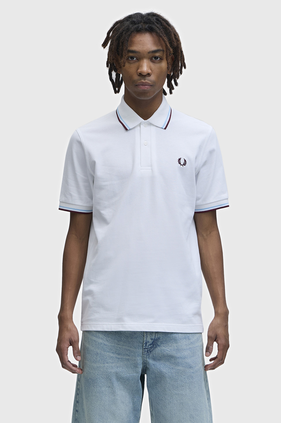 The Fred Perry Shirt - M12(36 120：WHITE / ICE / MAROON): | FRED
