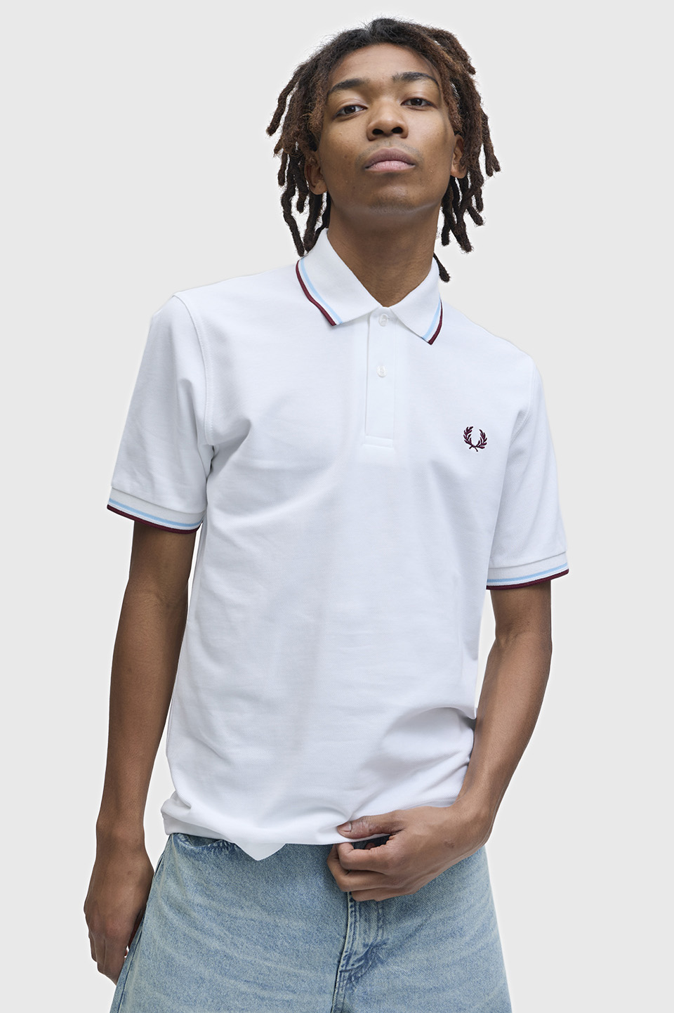 The Fred Perry Shirt - M12(36 120：WHITE / ICE / MAROON): | FRED