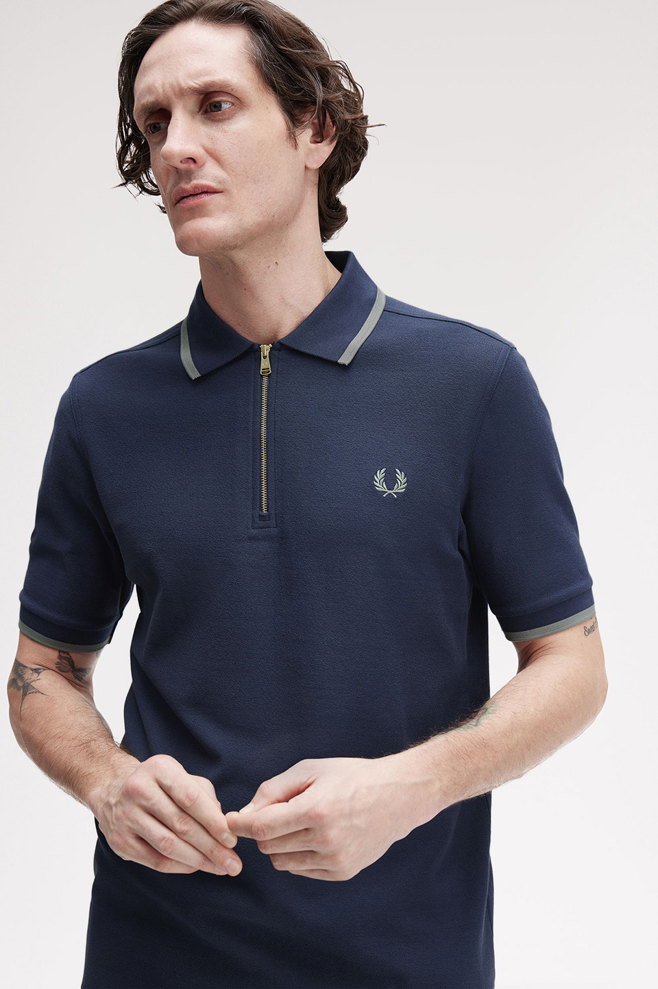 Crepe Pique Polo Shirt(M 738：DARK AIRFORCE): | FRED PERRY JAPAN