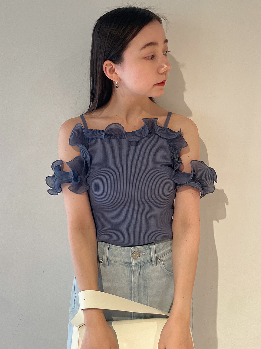 Fubail / プリーツフリルドッキングニット