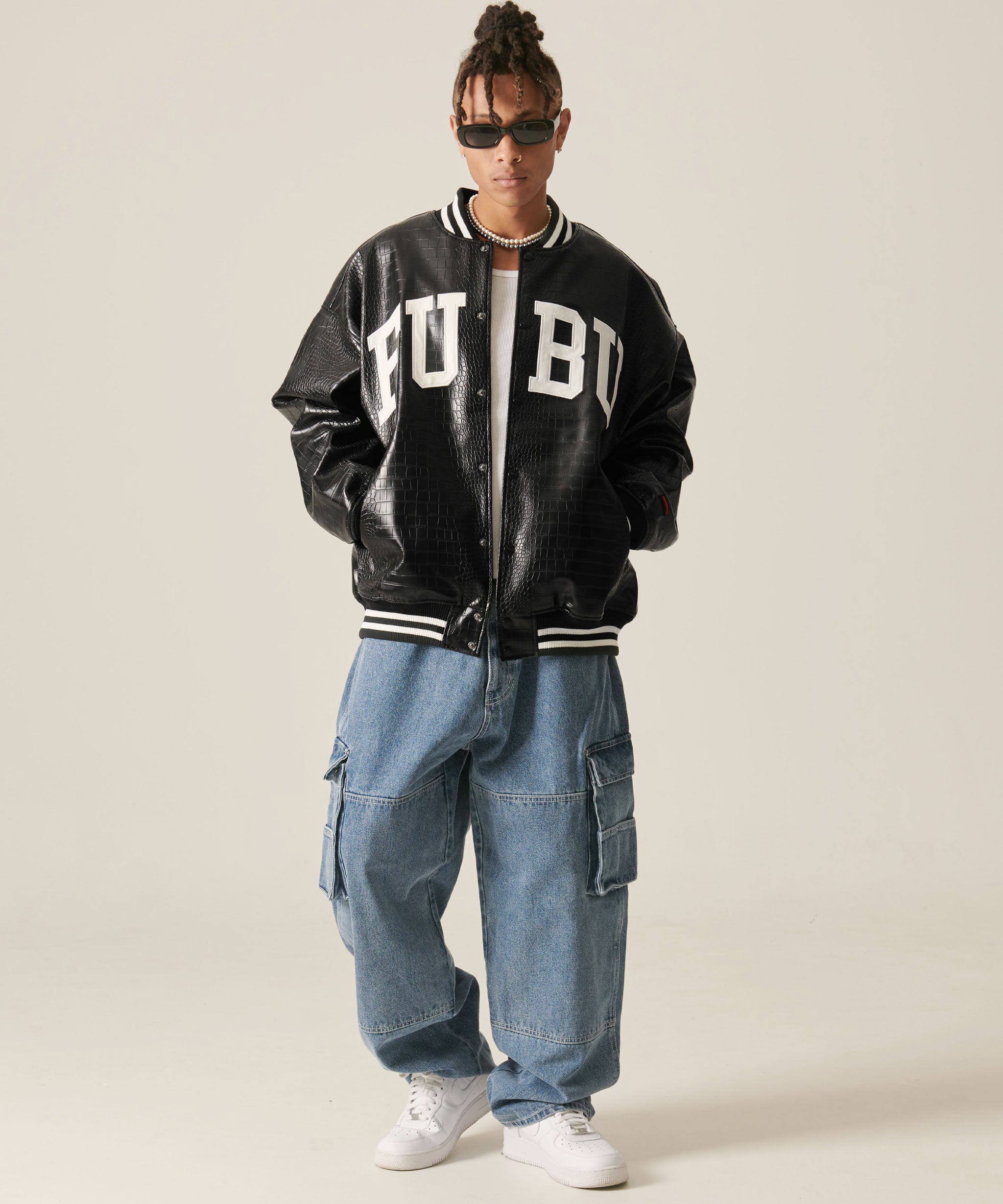 FUBU フブ アウター パイソン フェイクレザー ジャケット ジャンパー