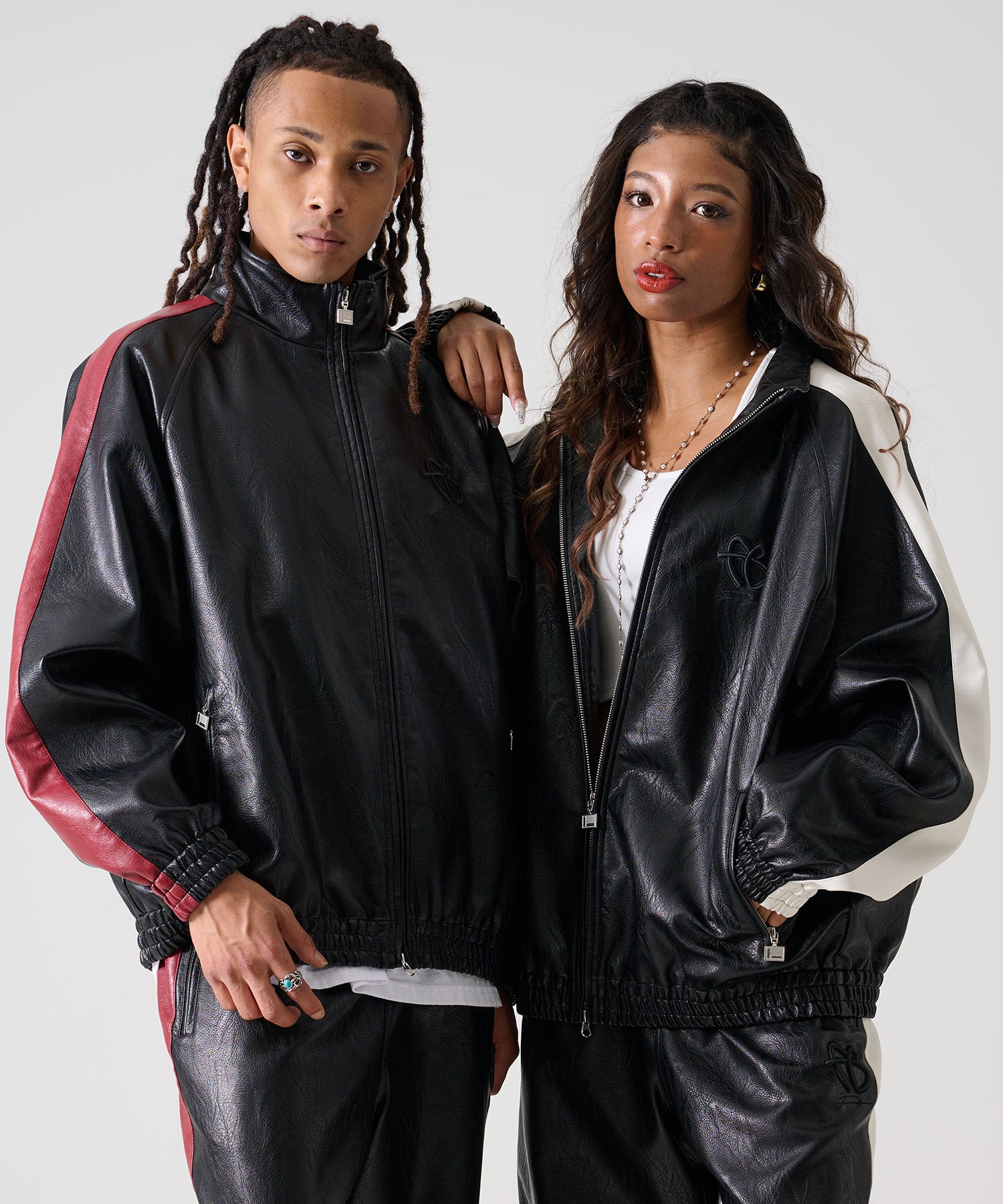 FUBU フブ スタンドパッチ レザー ジャケット。FUBUはアメリカの代表的