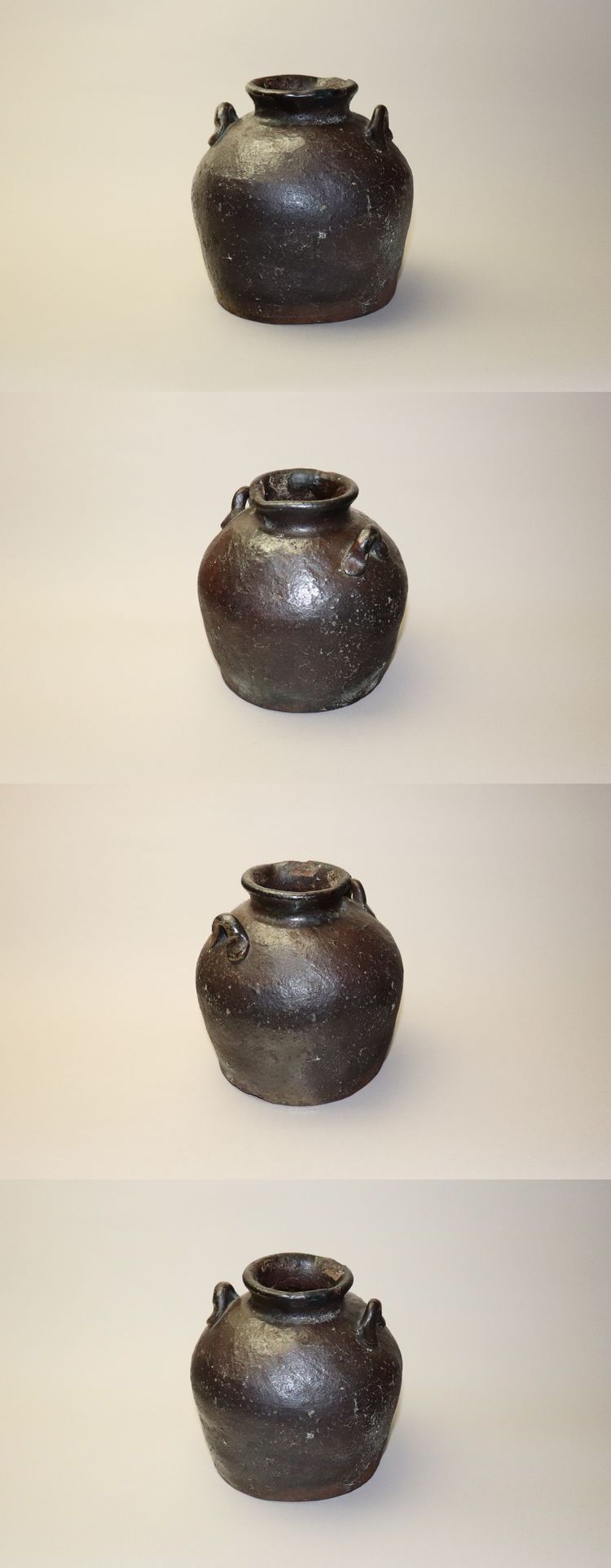 古越前　お歯黒壺　越前焼　双耳　おはぐろ壺　蹲壺　鉄漿　箱付き 越前 お歯黒壷 江戸時代 | 古美術ささき