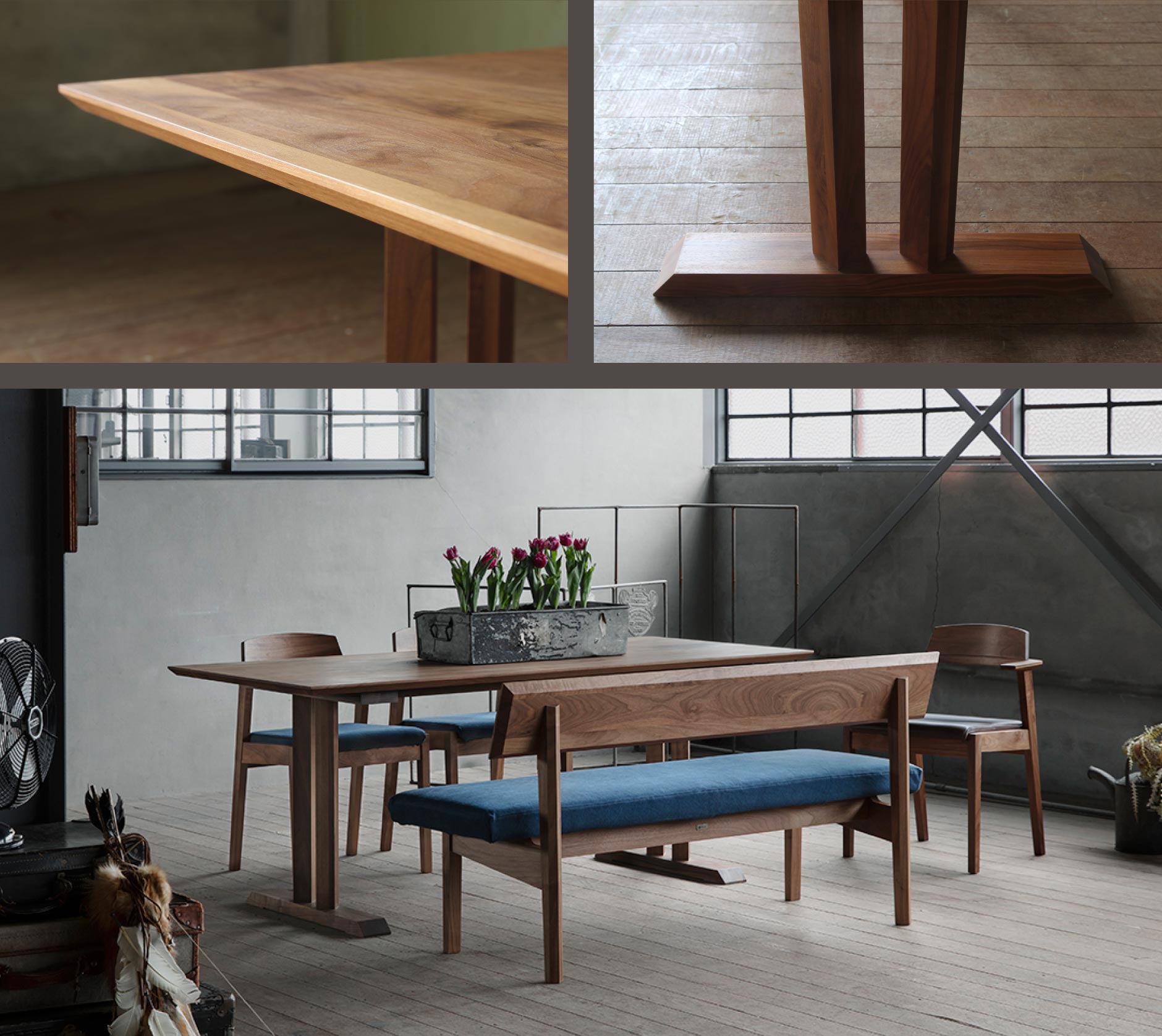 スタイリッシュなT字脚ダイニングテーブル｜SOLID福岡