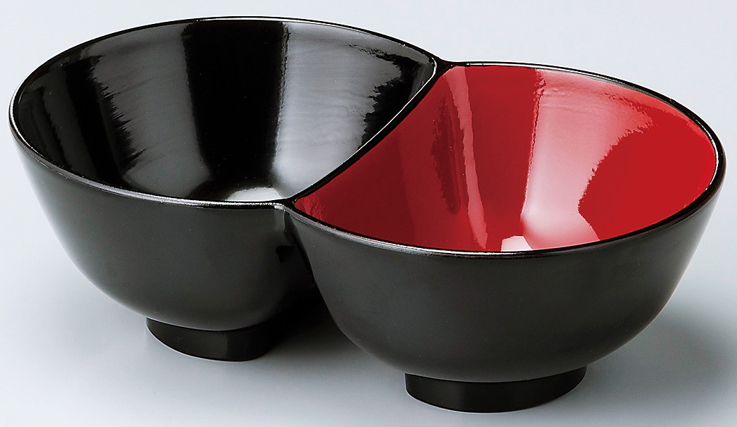 255ツイン丼 黒/朱ツートンの通販-フクジネット/業務用漆器