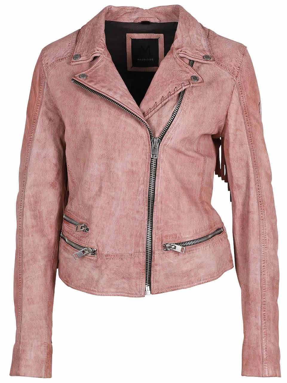 Mauritius Genuine Leather Jacket ZOE Fringes Light Pink