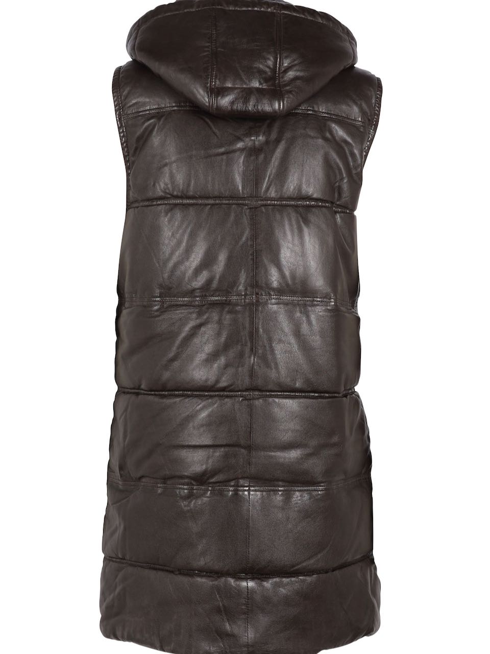Mauritius Genuine Leather Winter Puffer Vest Black Dark Oak