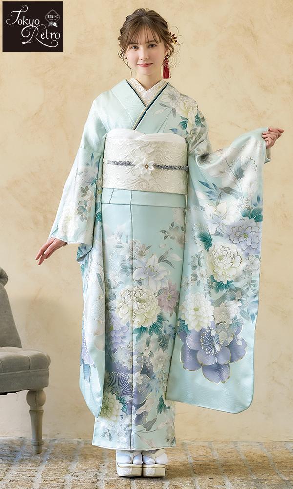 ミントグリーンに牡丹の花｜レトロ&ロマン【菊京屋】振袖レンタル 成人