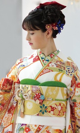 束ね熨斗文と鳳凰/白┃伝統古典【菊京屋】