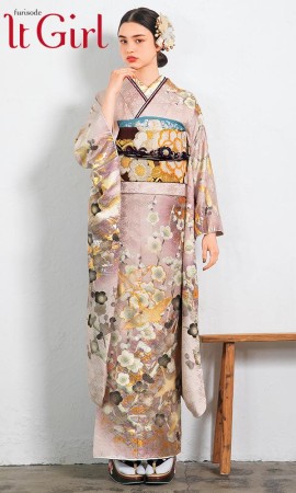 くすみピンクの鶴と梅｜伝統古典 【菊京屋】振袖レンタル 成人式