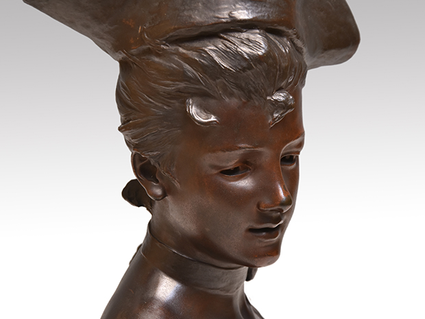 アール・ヌーヴォー ブロンズ 彫刻 女性 胸像 Georges Van der