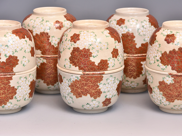 仁清雲錦絵 信玄弁当 五個 永楽正全(作) 共箱 | 古美術ささき