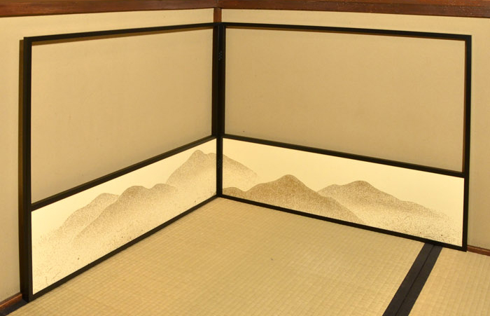 腰金張風炉先屏風 堀内宗完(兼中斎)自画「曳舟の画」 箱書付 京間用