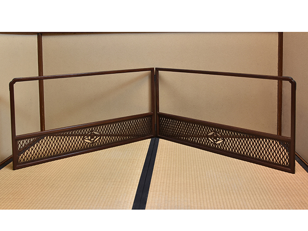 遠州好 鉄刀木 網目に七宝透かし風炉先屏風 京間用 | 古美術ささき