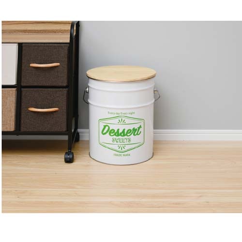 アウトレット】LIFELEX 木蓋ペール缶スツール ホワイト(ホワイト