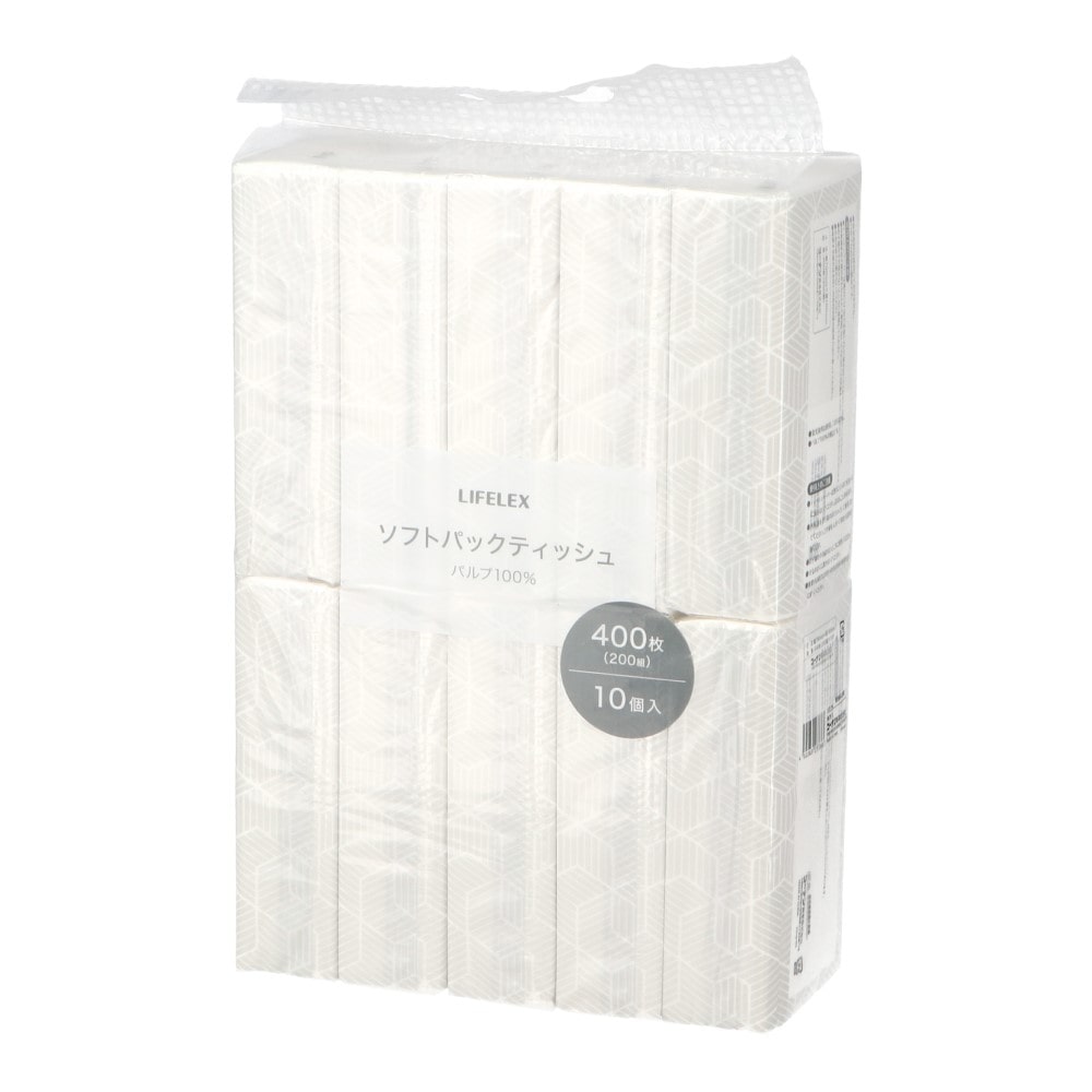 LIFELEX ソフトパックティッシュ 200組×10P(200組×10P): 日用